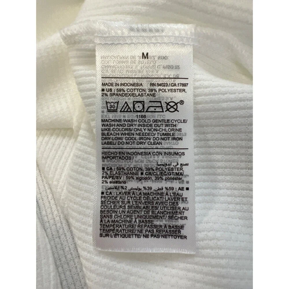 Old Navy Women's White Waffle Knit Thermal Long Sleeve Pajama Sleep Shirt - M